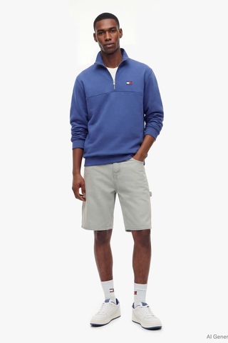Tommy Hilfiger Tjm Reg Badge Qz Ext Erkek Mavi Sweatshirt - Dm0dm23200
