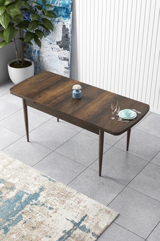 Canisa Concept Zen Serisi 80x132 Mdf Açılabilir Barok Ahşap Desen Masa Takımı Ve 6 Cappucino Sandalye Barok Masa Sandalyeler Cappucino