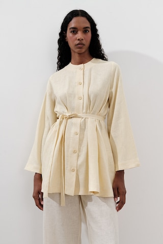 Keten Pensli Tunik Sarı Sarı