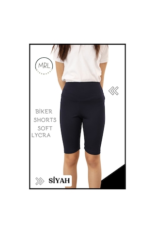 Siyah Biker Girls Şort Yüksek Bel İç Göstermez Esnek Yumuşak Likralı Soft Biker Basics Elt4070 Siyah