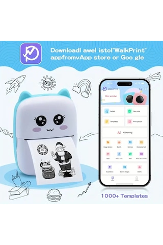 Taşınabilir Yazıcı, Mini Cep Kablosuz Termal Yazıcı Android İos Akıllı Telefonlar İçin Uygun, Bt Mürekkepsiz Baskı, Etiketler, Fişler, Fotoğraflar, Notlar, Öğrenme 5284 01