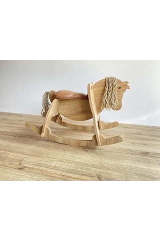 Ahşap Sallanan At-deri Koltuklu, Sallanan Çocuk Oyuncak, Bebek Oyuncakları, Montessori Çocuk Aktivite