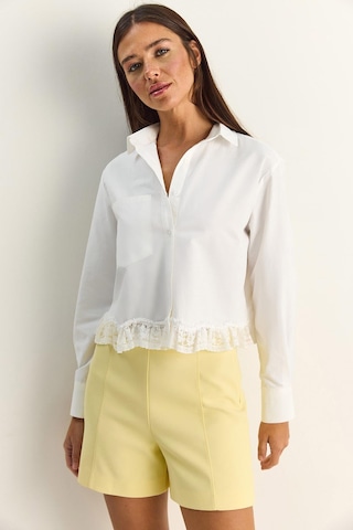 Shade Kadın Dantel Detaylı Poplin Crop Gömlek Dg261024 60286098 - Beyaz