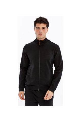 AR-MA Arma Erkek Slim Fit Sweatshirt Scuba Interlok, Tam Fermuarlı, Dik Yaka, Fleto Cepli K30324989802 Siyah