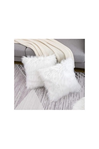 Enc Home Peluş Kırlent Kılıfı Beyaz
