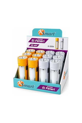 Go İthalat 12 Adet 2in1 Pilli El Feneri Renkli Plastik K-0254 Çok renkli