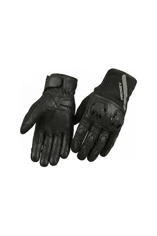 Motoanl Motosiklet Eldiveni Deri Full Koruma %100 Leder Motorcu Eldiven Siyah