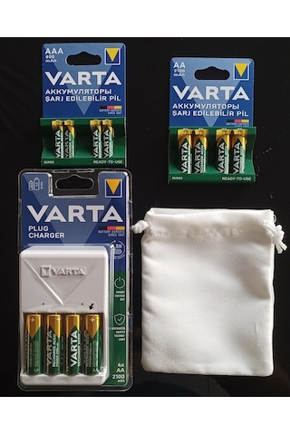 Vart Plug Şarj Cihazı+8x2100AA KALEM+4X800AAA İNCE PİL+ÇANTA