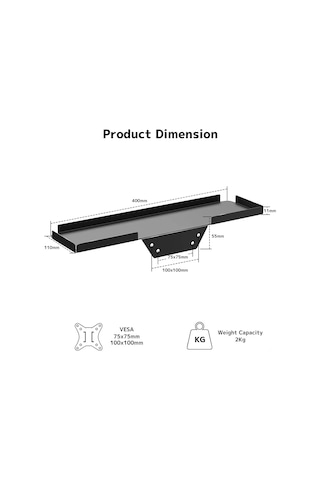 Moveevo Vesa Uyumlu Metal Cpu Hoparlör Kulaklık Depolama Rafları - Monitör Arka Montajlı Organize Rahatlık Siyah