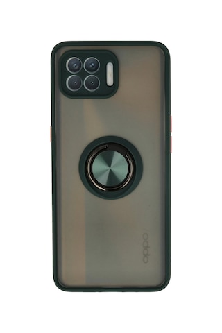Oppo Reno 4 Lite Kılıf Montreal Yüzüklü Silikon Kapak - Yeşil Çokrenkli