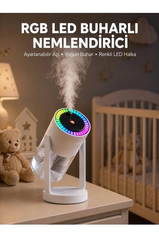Ultrasonik Hava Nemlendirici Renkli Işık Ve Manuel Püskürtme Ayarı Yeni Nesil
