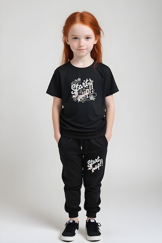 Fyk Kids Kız Çocuk Baskılı Start Up Alt-üst Pijama Takımı Siyah