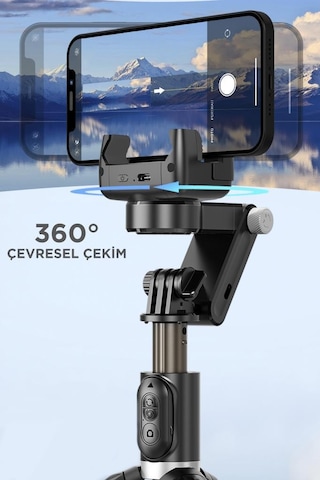 Q18 Siyah Gimball Led Işıklı Kumandalı Çok Amaçlı Tripod Selfie Çubuğu