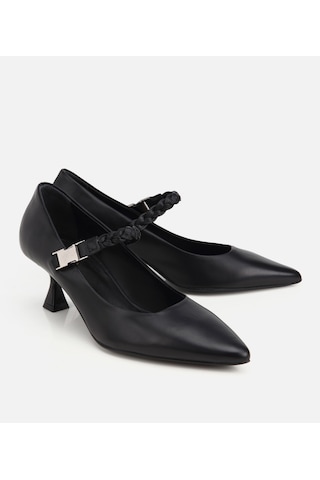 Hotiç Kadın Deri Siyah Örgü Bantlı İnce Topuklu Stiletto 01ayh321970a100 01ayh321970a100