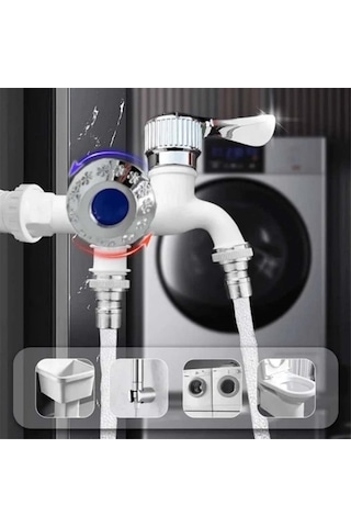 Bosphorusboutique02 2 Adet Yeşil Musluk Ayırıcı Bahçe Hortumu Çift Musluklu Çok Renkli