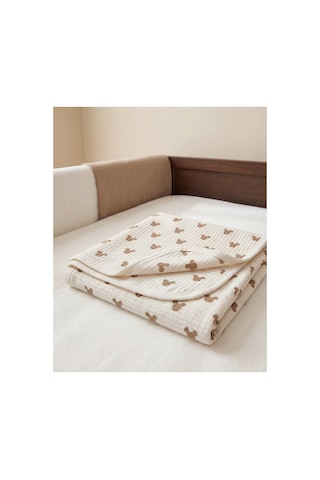 %100 Pamuk Bebek Battaniyesi 80x90 Kahverengi