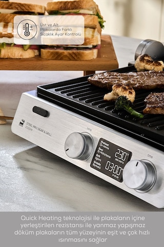 Karaca Compact Steel Pro Sear and Grill 2007 Izgara ve Tost Makinesi