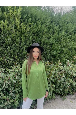Saten Yeşil Gömlek Yeşil