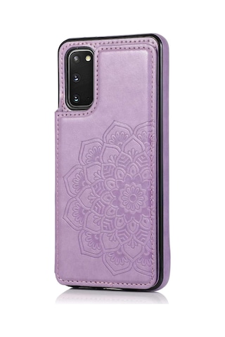 Samsung Galaxy A53 5g Uyumlu - Mandala Desenli Deri Görünümlü Koruyucu Telefon Kılıfı Mor
