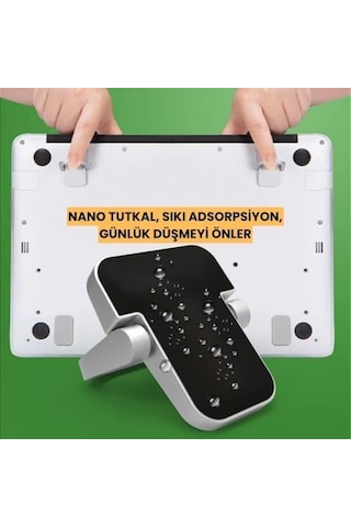 2 Adet Yapışkanlı Katlanılabilir Laptop Standı Portatif Macbook Bilgisayar Laptop Stand Ayagi Siyah