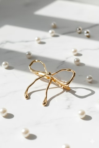 Kurdele Şeklinde Metal Toka, Metal Klipsli Fiyonk Toka Altın