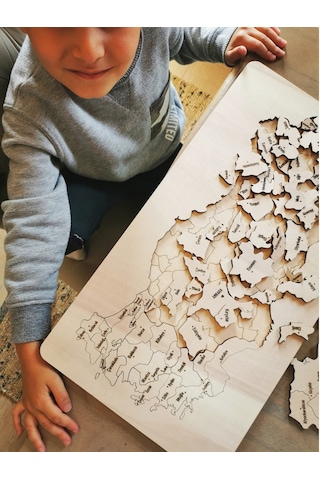 Ahşap Türkiye Haritası. Yapboz. Puzzle Kutulu - (54x100cm)