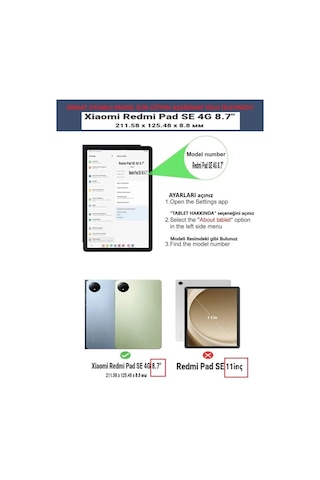 Xiaomi Redmi Pad Se 8.7inç Kılıf Dönen Tablet Kilifi Ekran Koruyucu+kalem Redmipad Se 11inç Değildir Kılıf