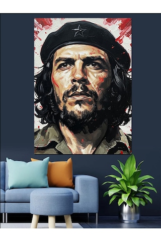 Che Guevara Portre Sanat Dekoratif Kanvas - Mdf Ahşap Tablo