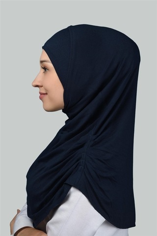 Altobeh Hazır Türban Büzgülü Pileli Pratik Eşarp Tesettür Hijab - Namaz Örtüsü - Lacivert