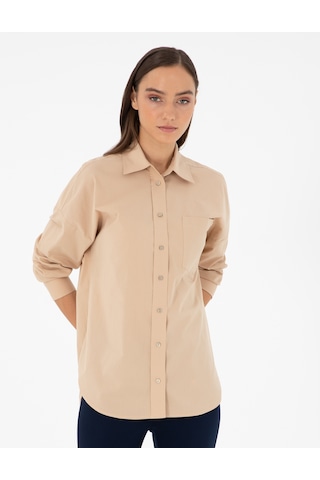 Pierre Cardin Kadın Bej Gömlek Desenli 50299581-vr011 Bej