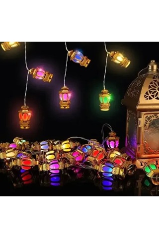 20'li Kandil Feneri Led Işık Rgb, Pilli Çok Renkli