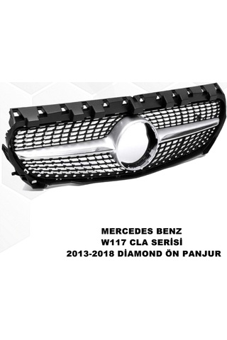 W117 CLA Serisi Diamond Ön Panjur Piano Black & Krom 2013-2018