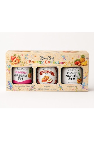 Bien Chef Enerji Koleksiyonu 3'lü Reçel Seti 3x220 Gr Çilekli Pina Colada, Elmalı Turta, Şeftalili Buzlu Çay