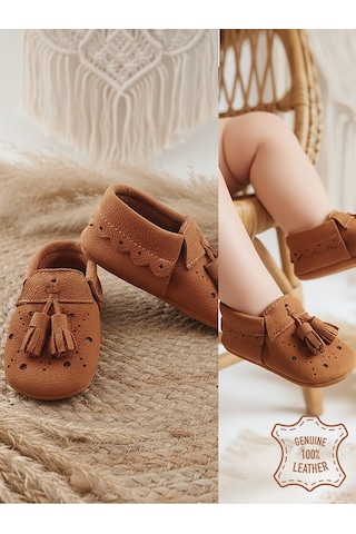 Denokids Erkek Bebek Nubuk Patik Hakiki Deri Taba Yumuşak Taban Ayakkabı 17-21 Numara Çok Renkli