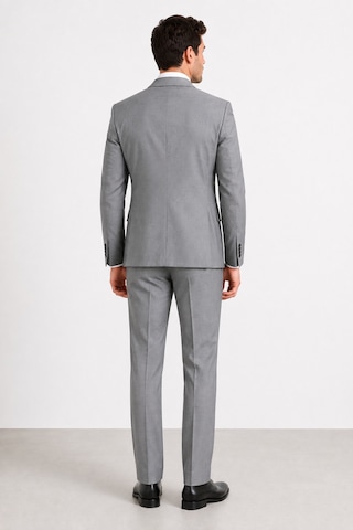 Bihan Store Erkek 6 Drop Slim Fit Yelekli Takım Elbise Çift Yırtmaç Altın Kuş Gözü - Gri