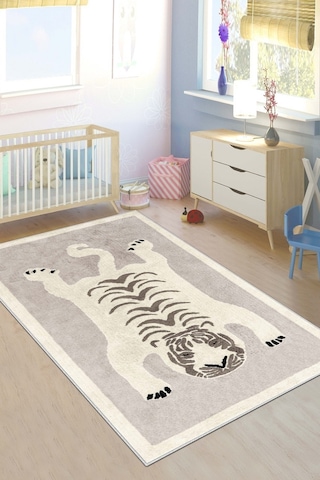 West Home Makinede Yıkanabilir Kaymaz Taban Leke Tutmaz Hayvan Figürlü Bebek Ve Çocuk Halısı Wh 569 White Beyaz