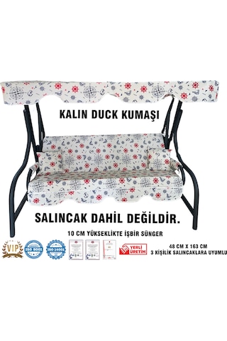 Lüks Duck Vip Salıncak Minder Seti 3 Kişilik Süngerli Tenteli Çok Renkli