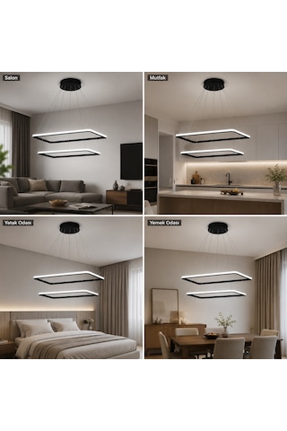 AvizeGO Diva 2'li Led Sarkıt Avize Beyaz Işık Siyah