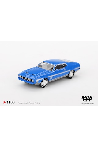 1:64 Ölçek Mini Gt Ford Mustang Mach 1 Grabber Blue Diecast Metal Minyatür Model Araba 5cm