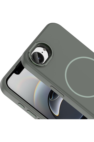 Maks Technology iPhone Uyumlu 17e Kılıf M-safe Şarj Özellikli Metal Kamera Çerçeveli Mkst Edi Silikon Kapak - Titanyum-gri Titanyum Gri