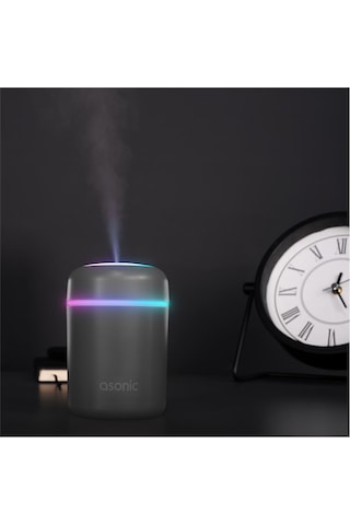 Asonic Hn21 Matte Gri 2w 300ml Kapasiteli 4 Saat Çalışabilir Rgb Mini Oda Nemlendirici