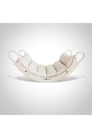 Xl Montessori Ahşap Pikler Halkası Ve Bej Minder Bej