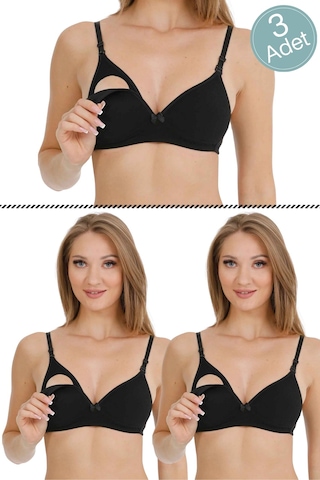 Parlingerie Kaplı Emzirme Sütyeni Siyah 3'lü