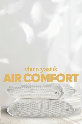 Rahat Uyku Yastığı - Air Comfort Cilt Dostu Anti Uv Ortopedik Visko Uyku Yastığı - Lüx Yumuşak Tuşe Beyaz