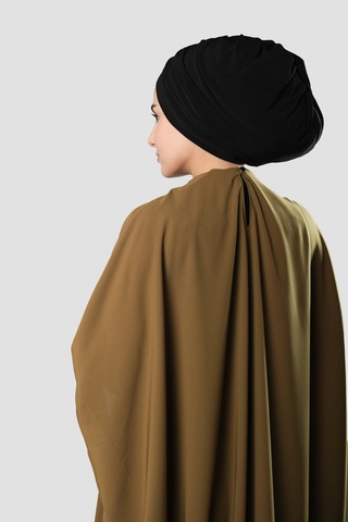 Hürrem Bone Siyah Drapeli Salaş Tesettür Bone Sandy Büzgülü 2315 01 Siyah