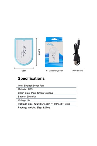 Geeksen Usb Şarjlı Mini Kirpik Kurutma Fanı - Taşınabilir, Aynalı, Hızlı Kurutma