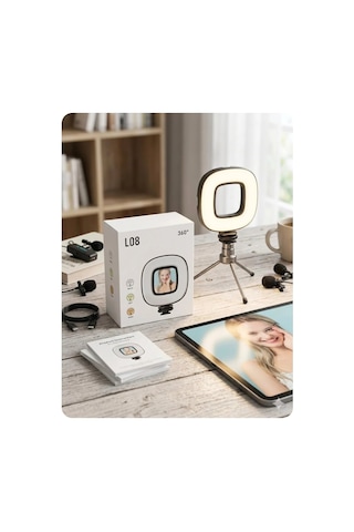 L08 Mini Tripod Işığı Şarjlı Mini Led Işık 3 Modlu Renk Ayarlı Selfie Tripod Uyumlu