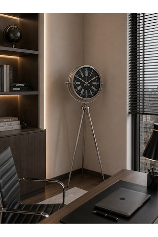 Büro Ev Ofis Dekoru İçin 150x45cm Krom Metal İhtişam Tripod Ayaklı Saat Diğer