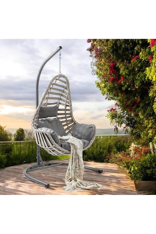 Gardenya Bahçe Capri Swing Milas Rattan Bahçe Ve Balkon Salıncağı Beyaz