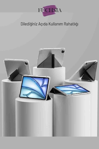 Galaxy Uyumlu Tab S10 Ultra Uyumlu 14.6 İnç Kalem Bölmeli Standlı Tri Folding Tablet Kılıfı Kapaklı Kılıf